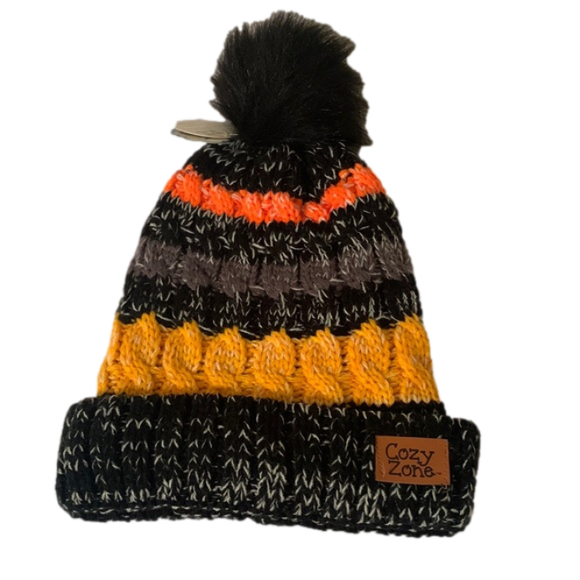 cozy zone Accessories - NWT! Faux Fur Knit Beanie - Stripes.
